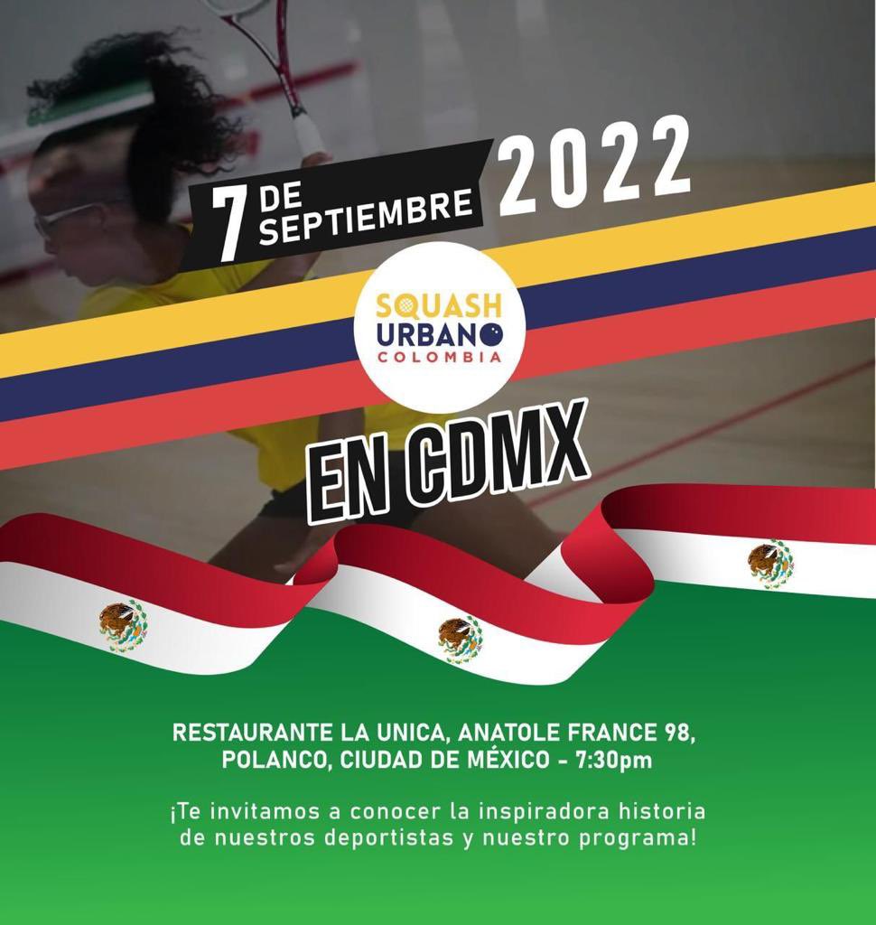¡ES HOY, ES HOY! 🇲🇽🇲🇽🇲🇽 Nuestra delegación de <a href="/SquashUrbanoCol/">SquashUrbanoColombia</a> ya está entrenando en el Pro Squash Polanco 🏋🏻‍♀️ 🏃🏻‍♀️🏃🏻‍♀️y listos para compartir nuestra historia y experiencias en el Restaurante La Única de Polanco, CDMX🍜🍲🍣 desde las 7:30 p.m.
•
¡NOS VEMOS ALLÁ! 👀
