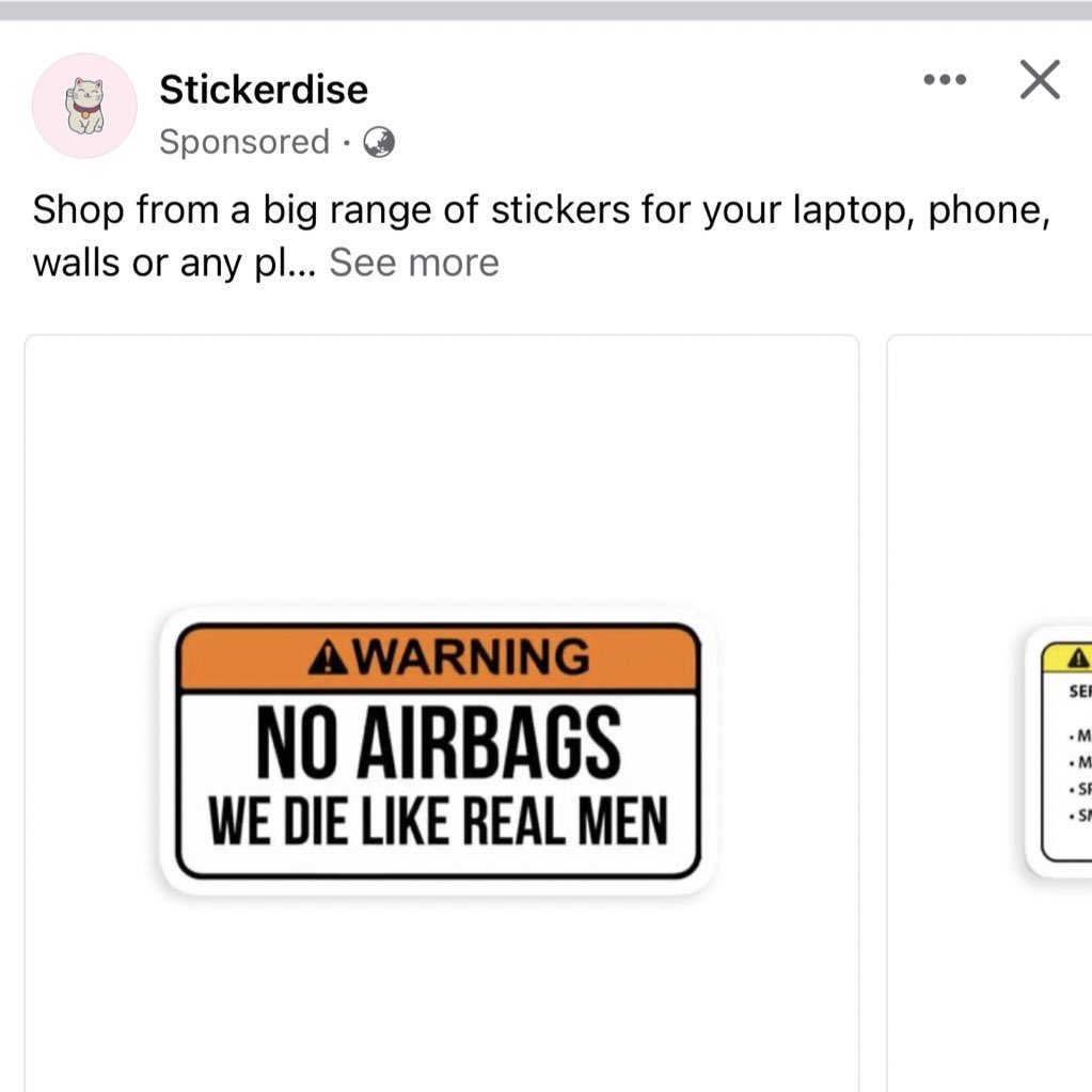 On contrary to seriousness of wearing seatbelt’s while driving, jst saw these ads by stickerdise on <a href="/facebook/">Facebook</a> mentioning stupidity at its peak🤦🏻🤦🏻 <a href="/anandmahindra/">anand mahindra</a> <a href="/nitin_gadkari/">Nitin Gadkari</a>