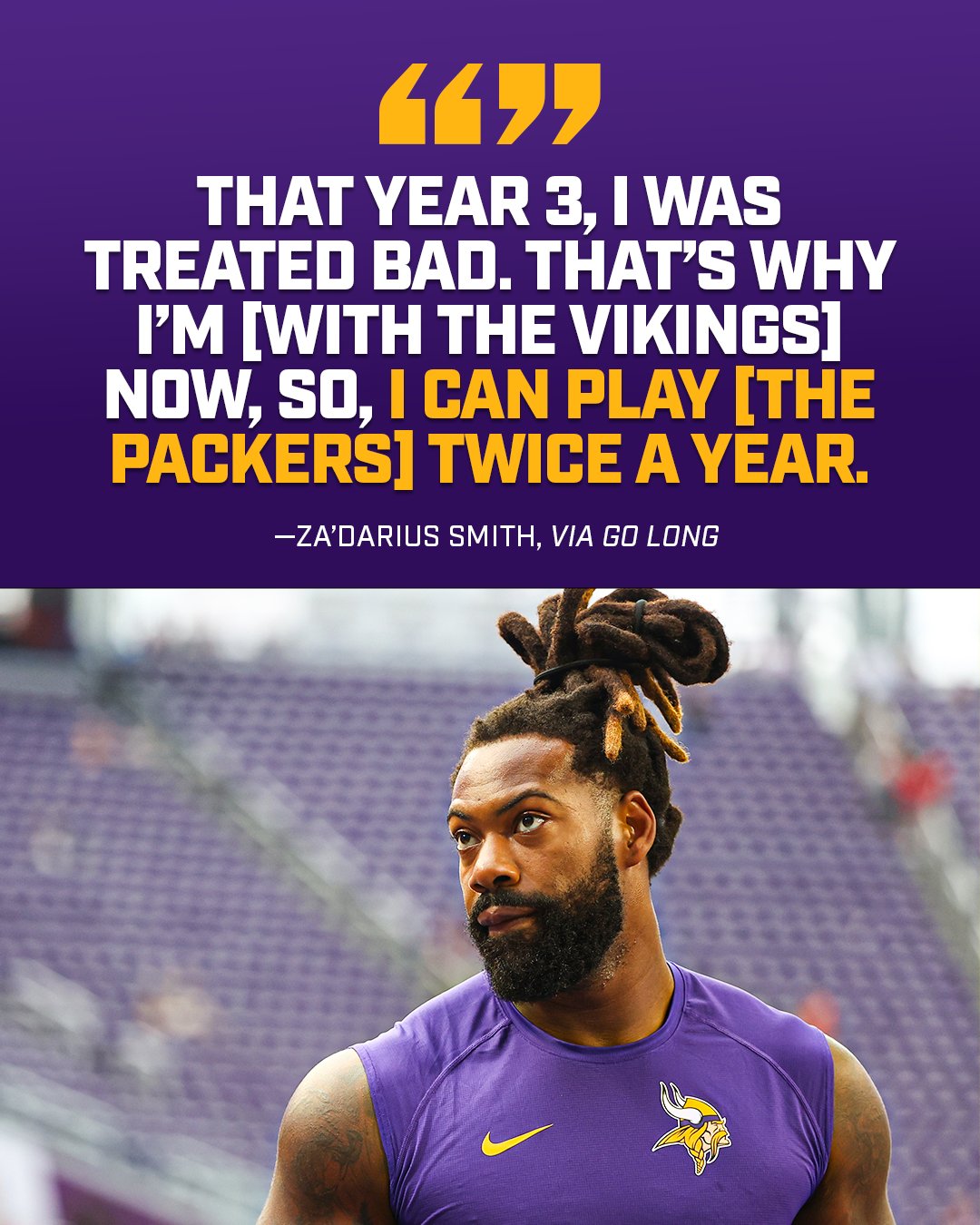 Sports Illustrated on Twitter: "Za'Darius Smith said he signed with the Vikings so he could face his former team—Green Bay—twice this season 👀 https://t.co/lXmAJWWCUn https://t.co/hEwYcHCeKj" / Twitter