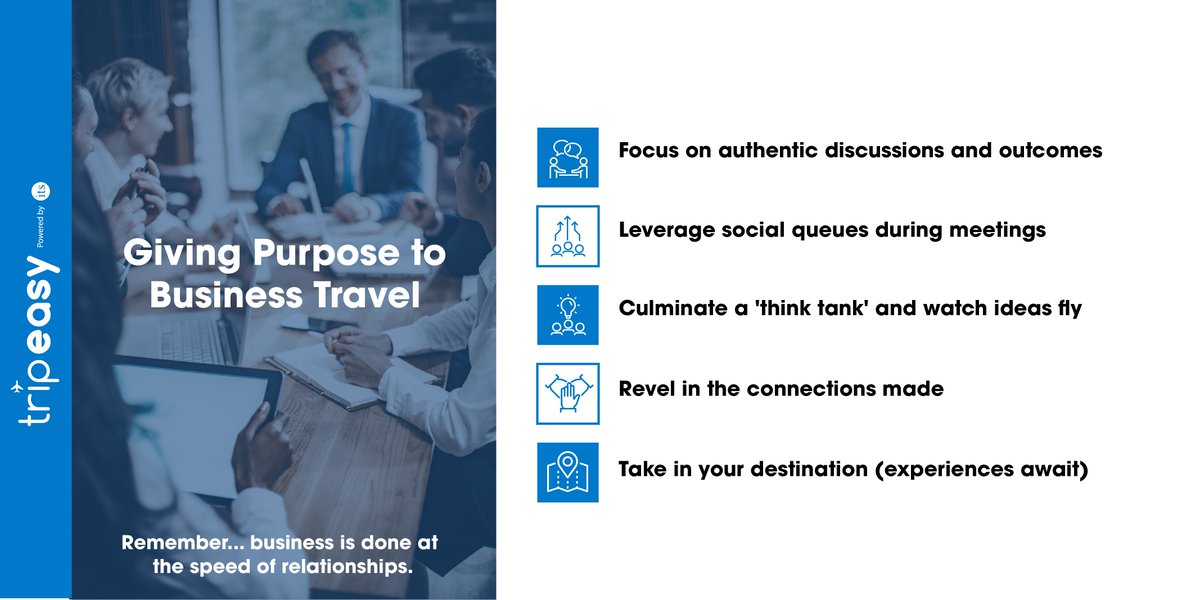 From carbon cost to time away from ‘doing,’ business travel now requires intention when deciding between in-person and virtual collaboration.  How can you ensure purpose influences every trip?  #businesstravel #purposefultravel #TripEasy
