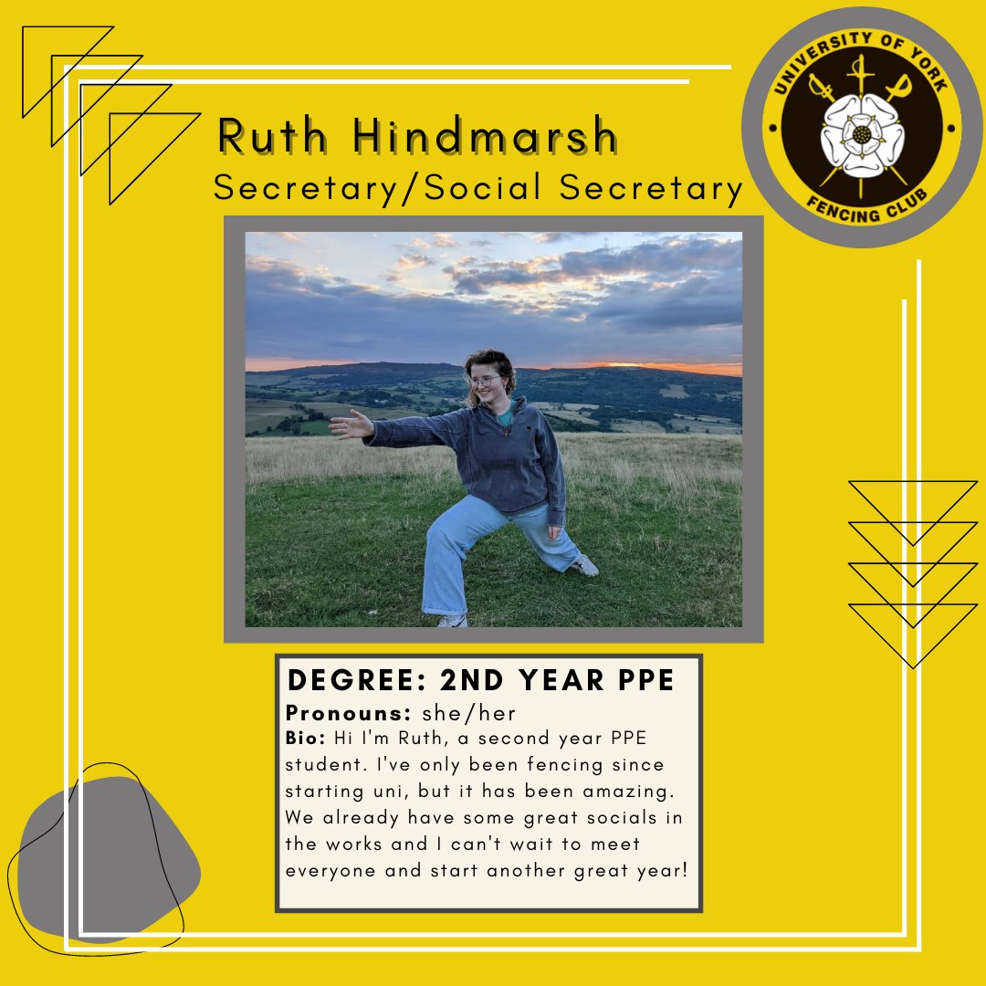 FencingClub's tweet photo. 🤺 Continuing our World Fencing Day countdown with our forth committee introduction 🤺

Meet Ruth, our Secretary and one of the Social Secs for this year!

"Hi I'm Ruth, a second year PPE student. I've only been fencing since starting uni, but it has been amazing." https://t.co/71laYWk6Hq