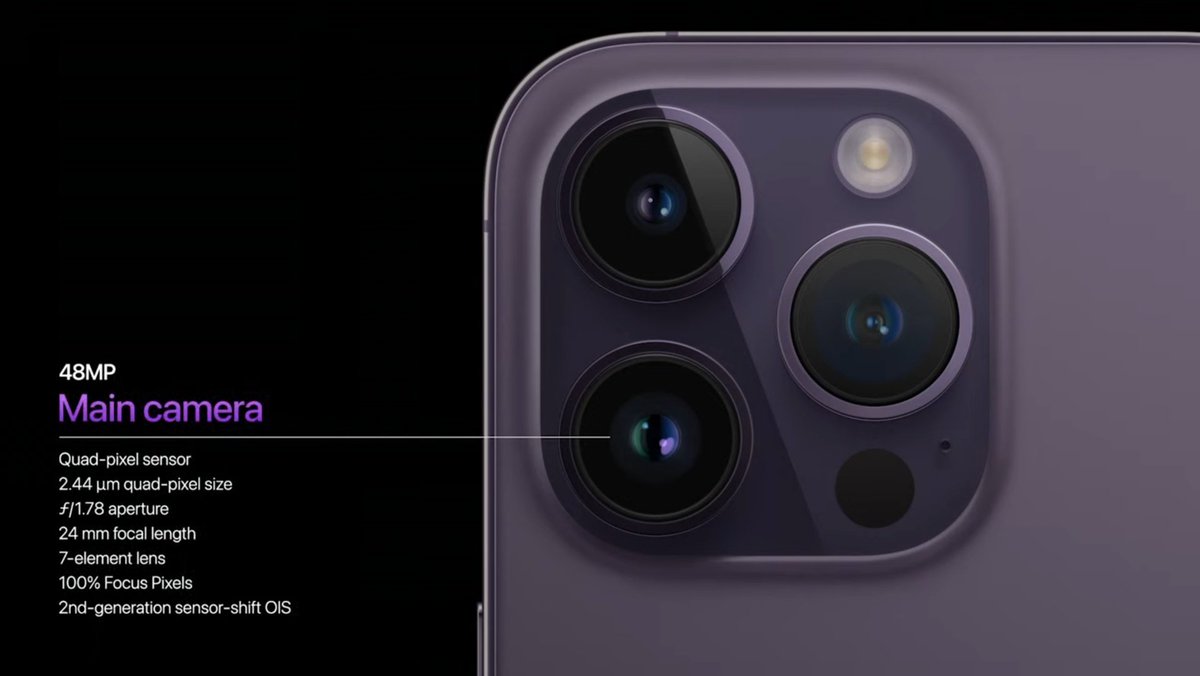 SpikyTech's tweet photo. Apple iPhone 14 Pro
48MP Camera 
#AppleEvent https://t.co/B7deaCLvDV