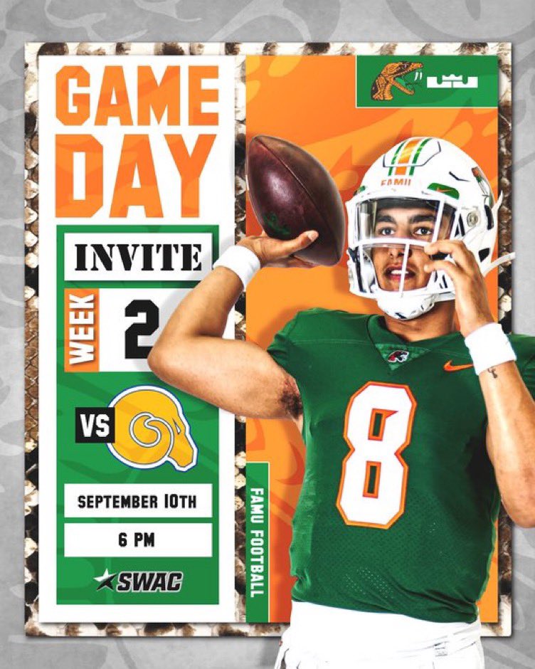 I will be at @FAMU_FB Sep. 10th!! #FAMUly #Rattlers 🐍💚🧡 @Coach2Bless @spadyj @HCWillieSimmons @CoachM_Windham @Recruits_AL @HallTechSports1 @TCraw3 @adamgorney @FQFAMU @MEAFootball @MEAKnights