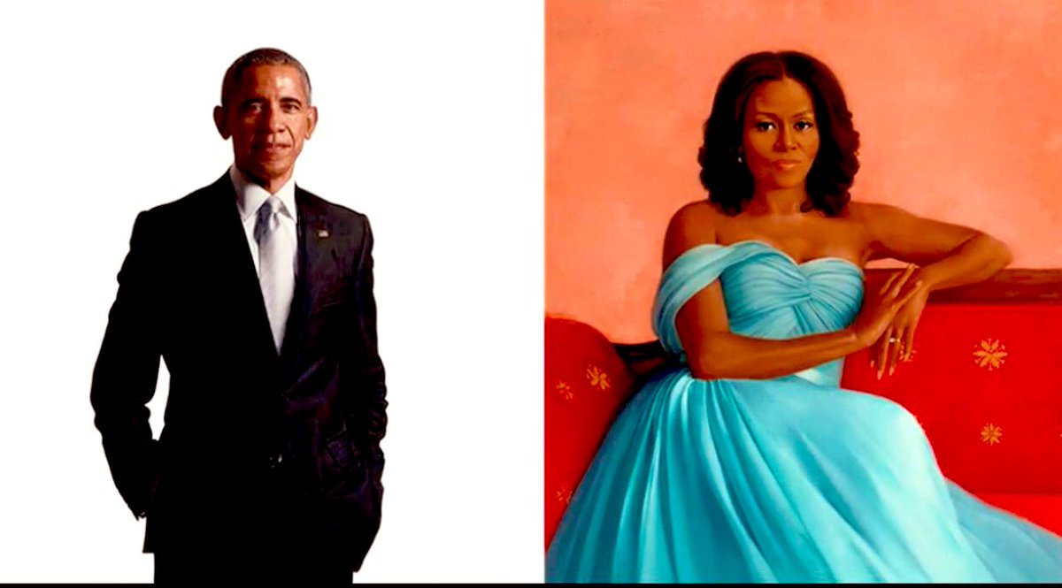 radioheadarmy's tweet photo. I’m sorry to say, but #sharonsprung portraits of @BarackObama and @MichelleObama are disappointing, C-. Barack background looks incomplete. It’s ALL WHITE! 🤔 Oh well…
#Obama #Biden #OfficalWhiteHousePortrait https://t.co/keIKsJsip9