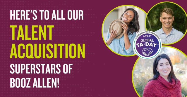 KristenC_BAH's tweet photo. We're shouting out our @BoozAllen Talent Acquisition superstars! Thanks to our #LifeatBooz TA professionals and hiring managers for their endless hours of hard work and dedication. Join us as we celebrate these pivotal people on #GlobalTADay: https://t.co/8me7Zv1WbC https://t.co/jYzPPVg5g6