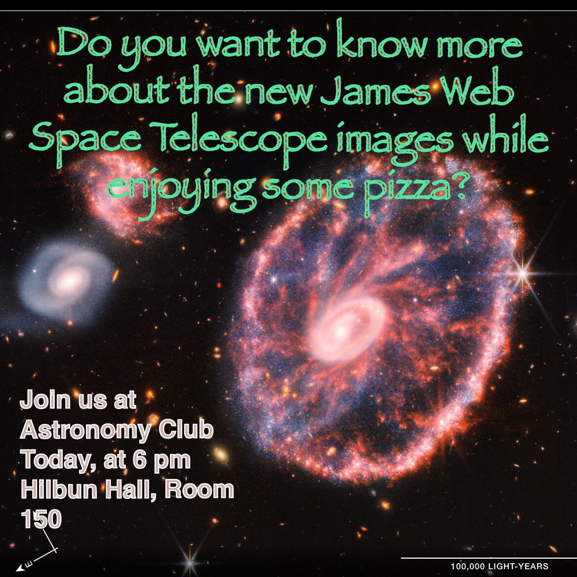 If you like to know more about the new JWST images. Don't miss today's, Dr.Tanner talk at Hilbun 150, 6 pm.