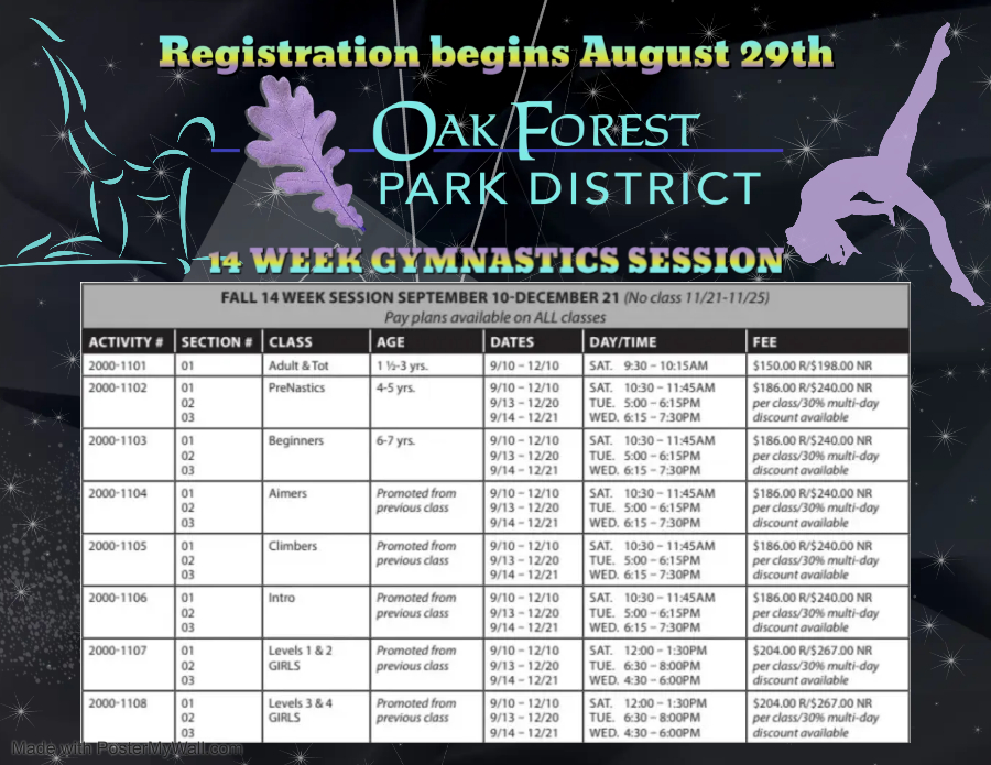 OakForestParks's tweet photo. We have availability in most of our gymnastics, tumbling &amp; dance classes. We will continue accepting registration.
Dance-Little Bitty Dancers (recital class full)
Gymnastics- Adult &amp; Tot and Beginner gymnastics on Tuesday are full.
Tumbling-Wednesday tumbling classes are full. https://t.co/ZOW1X8c9jI