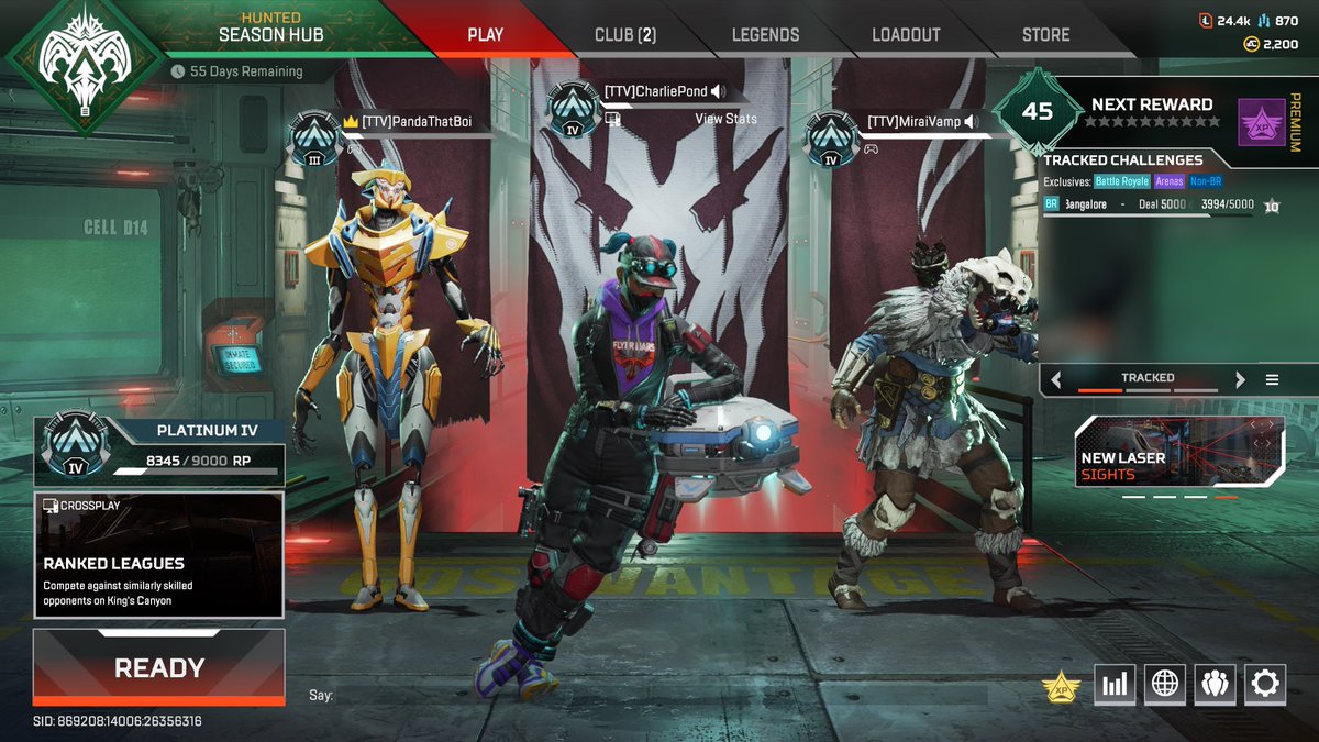 ItsCharliePond's tweet photo. This ranked season may be sweaty AF but I’m very proud of getting to Plat after only ever making it to Silver! #ApexLegends https://t.co/MzQdZELIO3