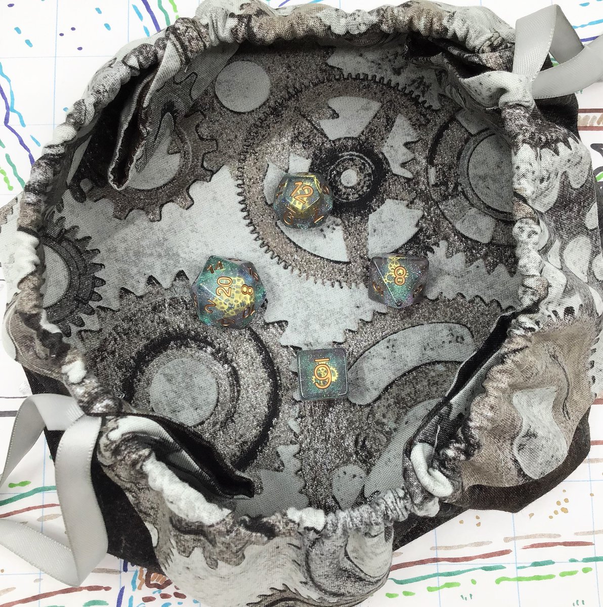 MagicandStitch's tweet photo. "World Builder"

This #dnd #dice bag is dedicated to the Dungeon/Game Masters. No matter how simple or extravagant the world you create appears, the hidden gears of the world and the machinations of your creativity are always there, seen, and appreciated.  (1/3) https://t.co/PeRaMBXEDB