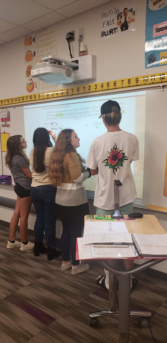 Day 5/180: 
On this Mondayiest Tuesday we learned about equations with no solutions and Identities. Here Ss collaborate to solve.
#Teacb180 #MtBOS #ITeachMath