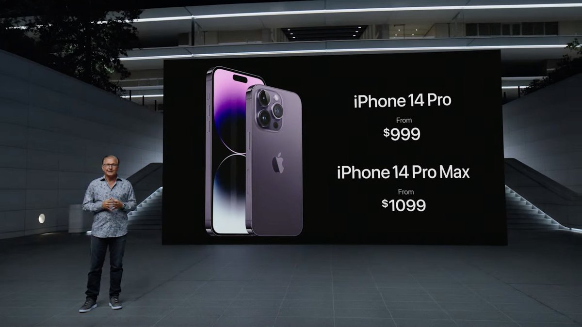 PRICES. 💰#AppleEvent Apple’s new iPhone 14 Pro will cost $999 and the 14 Pro Max will cost $1099.