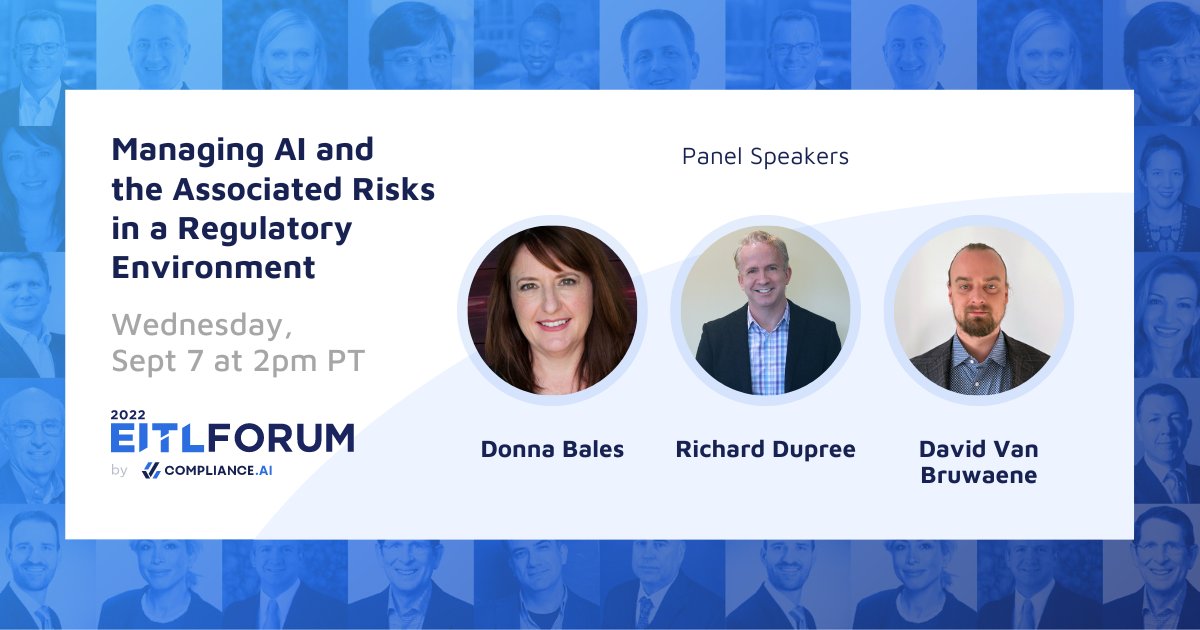 There is still time to register for the Expert in the Loop Forum (hosted by Compliance.ai) and to attend a discussion today (09-07) at 2pm PST on Managing AI and associated #risks in a #regulated environment. Register for free at lnkd.in/gfVk8sZn. #ai #compliance