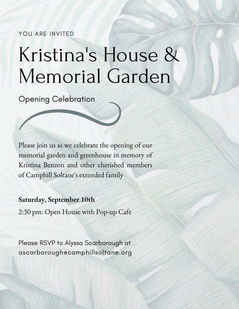 CamphillSoltane's tweet photo. Please join us for the opening of our memorial garden and Greenhouse Café, Sept. 10, 2:30-4:30pm! 🌿 Enjoy a fresh brew as you meander our newly expanded memorial garden complete with walking path and ceramic memorial bells. 💕 See you there! https://t.co/mbjoPySOWJ