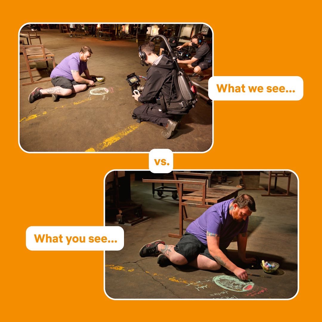 BlownAwaySeries's tweet photo. What we see🎥 vs. What you see📺 https://t.co/LrXS57RZNF