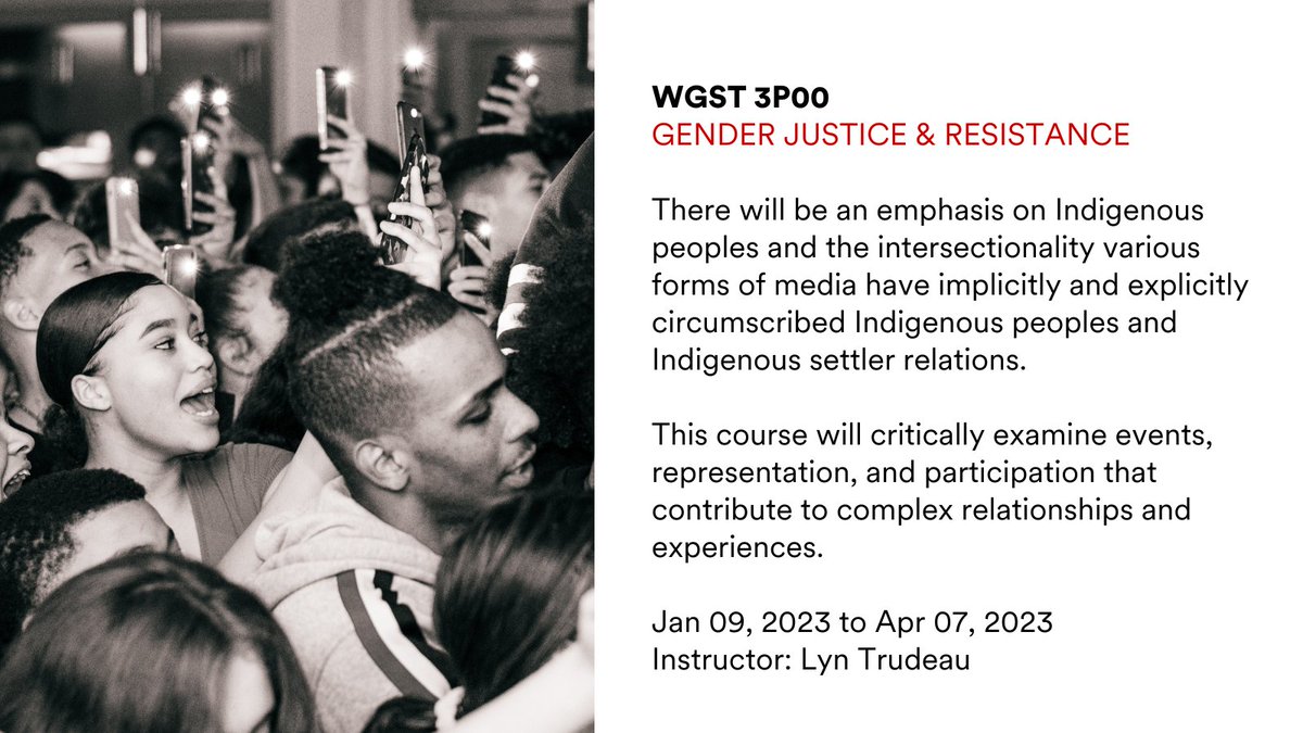 Wondering what to take in the Winter term?
Check out WGST 3P00 - Gender Justice and Resistance

Media has had a significant impact solidifying public opinion, as well as countering dominant views pertaining to gender, justice, and resistance.

<a href="/WGSTBrockU/">BrockWGST</a>