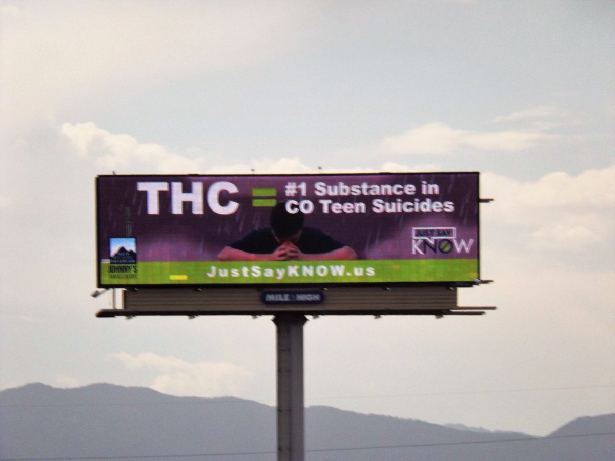 JohnnyKStack's tweet photo. Our new Johnny's Ambassadors "Just Say KNOW" (TM) PSA billboard campaign is running in Denver on 7 digital billboards rotating 3 different designs. These billboards are available for other organizations to use with your logo, plus a $500 grant. DM me for more details! https://t.co/oAx3vVFQd8