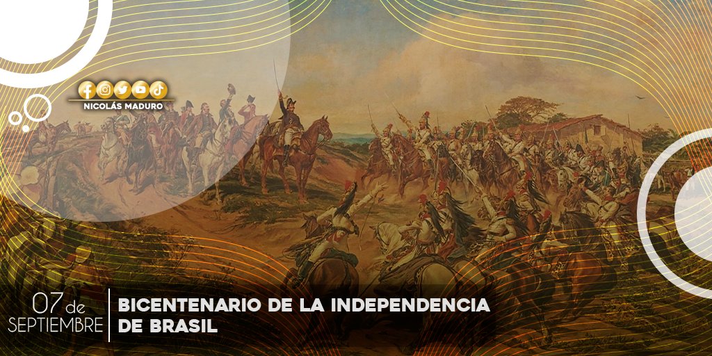 NicolasMaduro's tweet photo. Nos unimos al hermano pueblo brasileño ante el júbilo por la celebración de sus 200 años de Independencia. Nuestro abrazo de hermandad y esperanza compartida a las y los brasileños con quienes compartimos los valores de la libertad y la igualdad. ¡Viva Brasil! https://t.co/X6L1xjtuLQ