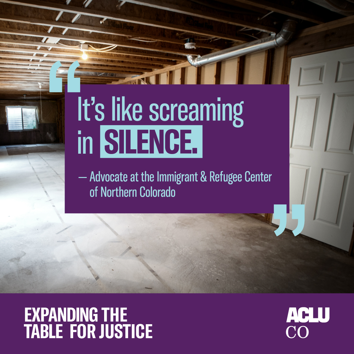 ACLUofColorado's tweet photo. With @ircnoco, we heard stories of undocumented communities being forced underground into extralegal housing. Without legal documents, advocates found it nearly impossible to hold landlords accountable.

Your legal status shouldn't stand in the way of finding a home. https://t.co/5YVZkvV17g