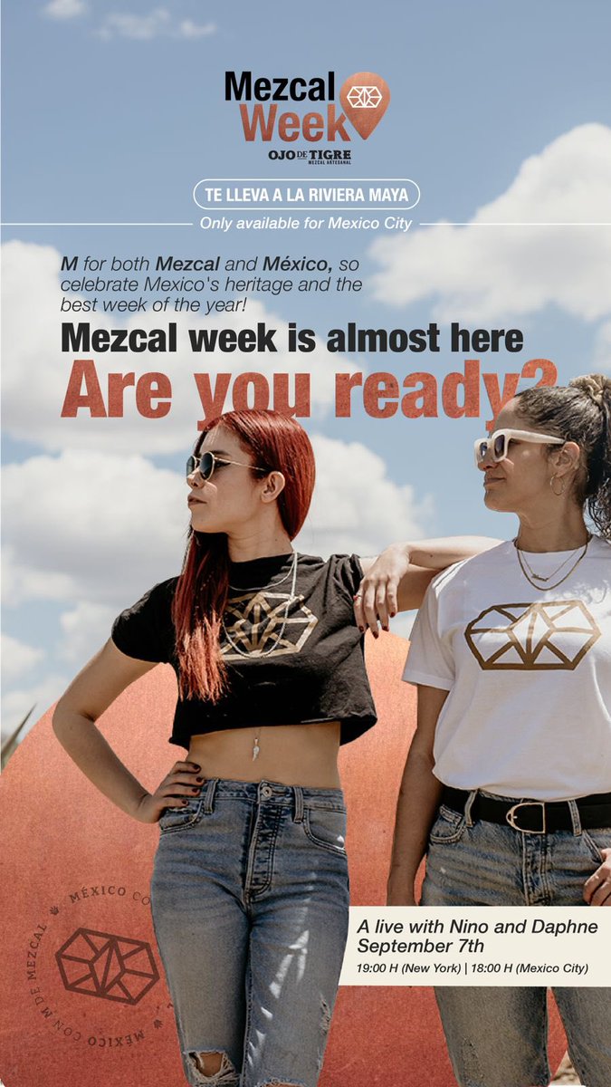 ojodetigremezc's tweet photo. Hoy en punto de las 18h te esperamos en nuestro Instagram para el 🔴 Live de #MezcalWeek en el que nuestras embajadoras explicarán la dinámica, para ganarte un viaje a La Riviera Maya 🏝❤️…ve preparando tus maletas. https://t.co/Sa1gc6hFRa