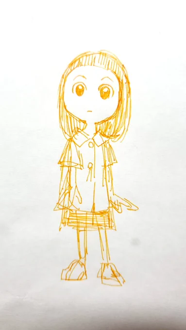 見て記憶してラフで描いた超パッツン女子を起こしてみる芯の強そうなところは残った気がする 