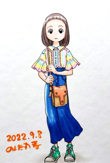 見て記憶してラフで描いた超パッツン女子を起こしてみる芯の強そうなところは残った気がする 