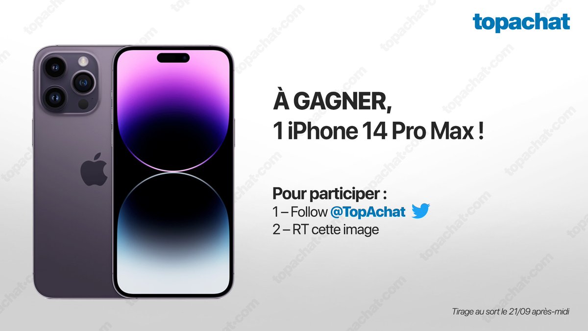 🎁 #Concours 🎁 #AppleEvent
Un #iPhone14ProMax à gagner ! 😍 (Coloris au choix)

✅ RT + Follow <a href="/TopAchat/">TopAchat</a>
✅ Augmente tes chances en participant aussi sur TikTok, Discord, Instagram et Facebook !

topachat.com

🍀 TAS : 21/09