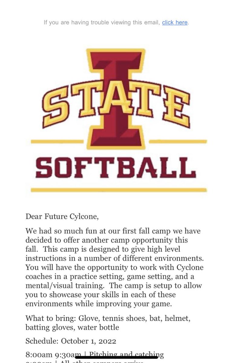 Mschmidtyyy_'s tweet photo. Thank you for the camp invite! @CycloneSB #iowastatesoftball #2024uncommited https://t.co/unitYfnzgV