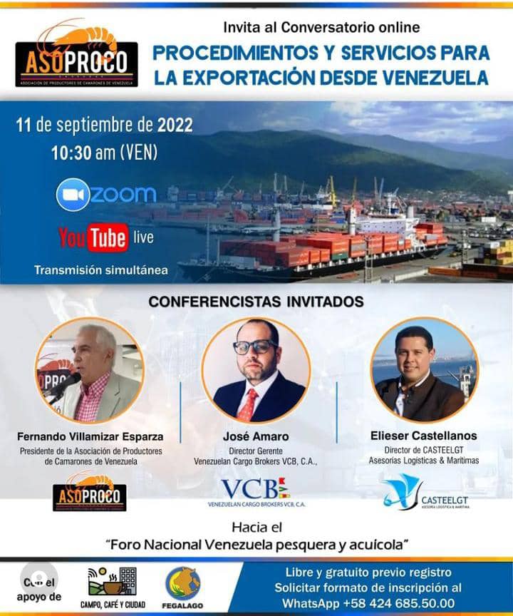 Realizarán conversatorio: “Procedimientos y servicios para la exportación desde Venezuela” acuipesca.com/2022/09/realiz…