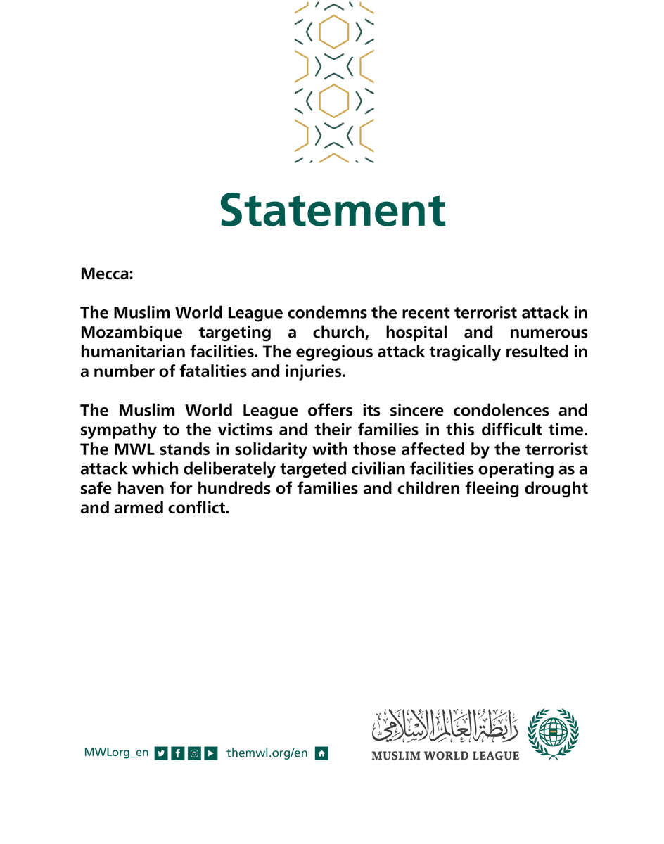 MWLOrg_en's tweet photo. Statement from the #MuslimWorldLeague: https://t.co/jyR2N7MnuT