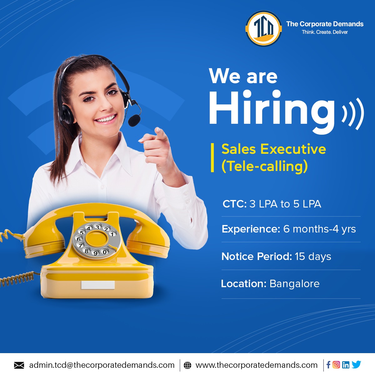 the_demands's tweet photo. Urgently Hiring 👉🏻 Sales Executive 

#tcdjobs #jobvacancy #joboftheday #urgentlyhiring #banglorejobs #hiringtellecaller https://t.co/ZLRxZBJdWK