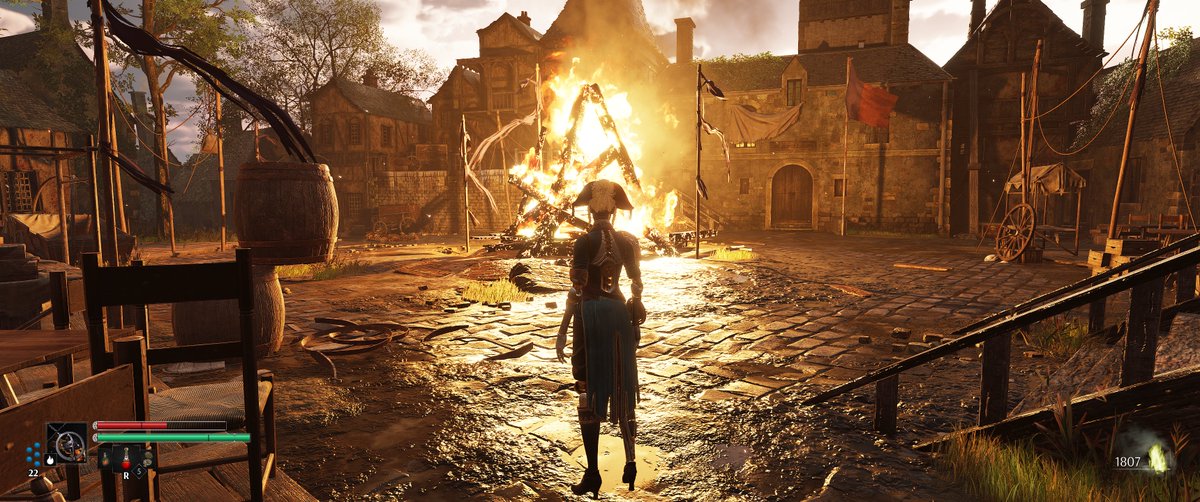 TechniqTV's tweet photo. This game is CRISPY look at those flames. Max graphics, Smooooooooooth gameplay, unique system and overall badass.. well done @PlaySteelrising #presscopy https://t.co/HyYsnDxjkb