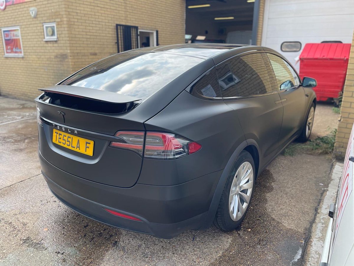 Tesla model X - Satin matte black wrap. #tesla #modelx #matte #black #wrapping #carwraps #london <a href="/wrappingcars/">wrappingcars</a> - wrappingcars.co.uk