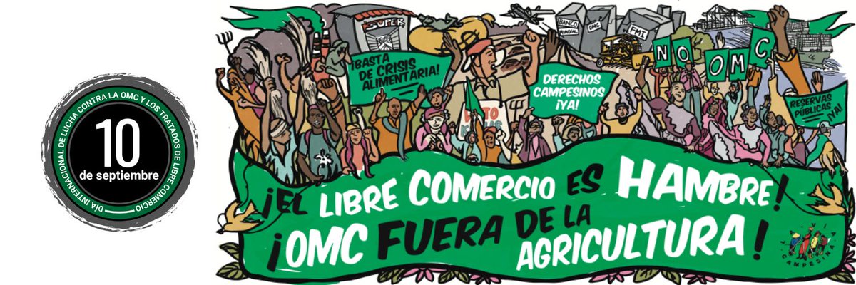 bilaterals_org's tweet photo. 📢La Vía Campesina hace un llamamiento a todos nuestros miembros y amigos en la lucha para que se movilicen virtualmente o de otra manera, y exijan un sistema de comercio que ponga el interés, la salud y el bienestar de las personas por encima de los beneficios
#FueraOMC https://t.co/T7QrbIB1jn