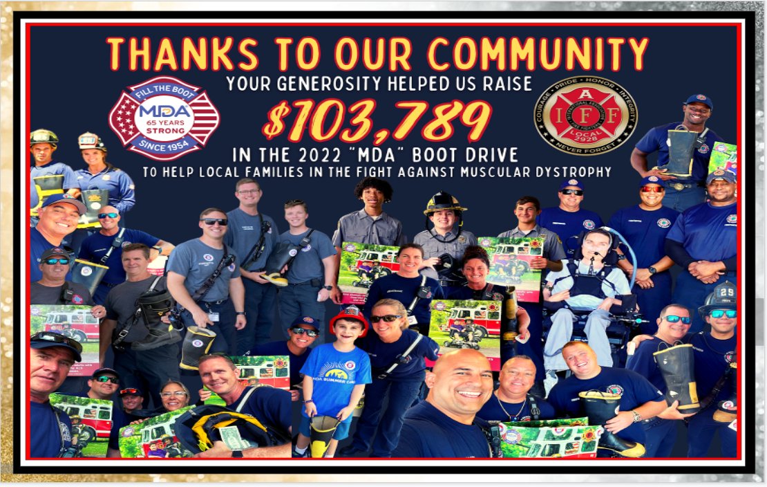 PBCFR's tweet photo. #PBCFR and #IAFF2928 thanks you, the community we serve!  Your generosity is amazing! #TheBootIsBack #FillTheBoot https://t.co/48zbvHT6lM