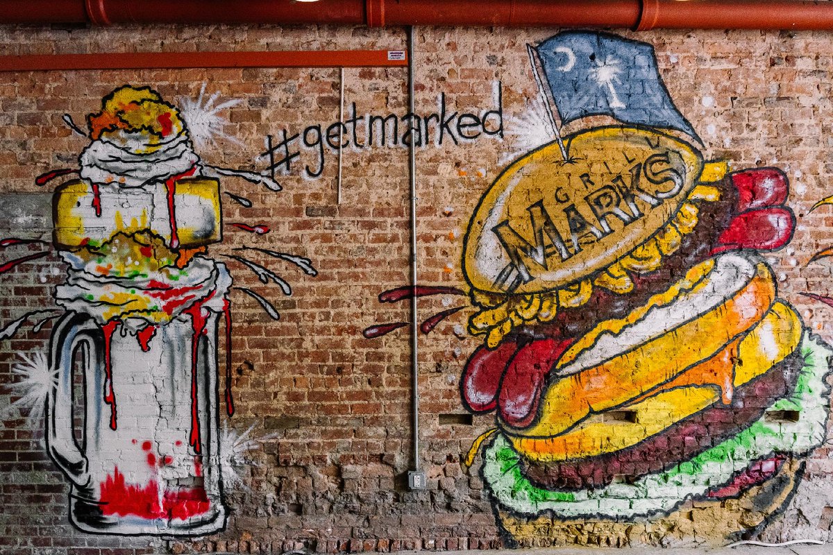 grillmarks's tweet photo. What do you think about the #NEW mural at our downtown Greenville location? We hope you love it as much as we do! Thank you to the talented @calvinblassingame for this amazing piece!
#GetMarked at Grill Marks! https://t.co/ZMLCXZuBIo