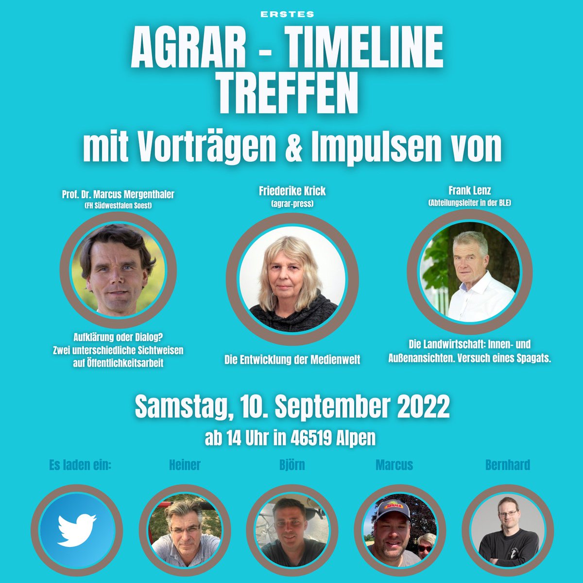 BlogAgrar's tweet photo. Anmeldungen noch möglich:
1. Twittertreffen der #Agrarbubble
Wir freuen uns auf die Vorträge und Impulse von @FocusAgrarLenz @FriederikeKrick &amp; @MMergenthaler 
dazu USA-Reisebericht von @Paskir &amp; @BauerHolti 
Details &amp; Anmeldelink (gratis):
https://t.co/ztXB6vuGep
@HeinerHoogen https://t.co/HWv1t6Hg7I
