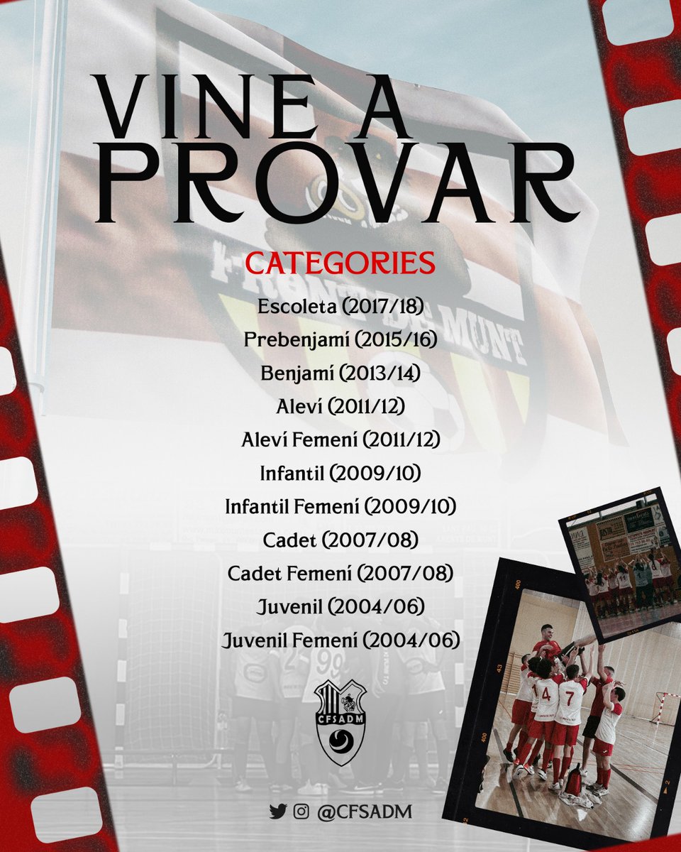⚪🔴 I  W A N T  
Y O U  👇🏼

Engeguem motors! 🚀 Fem crèixer la família CFSADM. Vine a provar! En voldràs més 😏⚽
