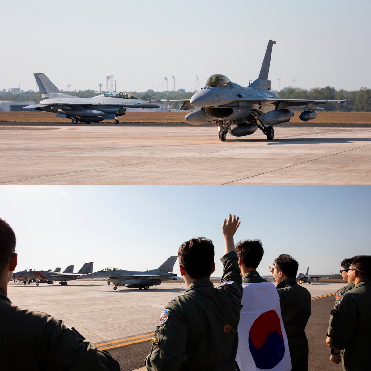cqplanespotting's tweet photo. The Republic of Korea Air Force @ROK_MND (RoKAF) six General Dynamics KF-16U & Airbus KC-330 Cygnus at RAAF Darwin & Amberley during @AusAirForce (RAAF) Ex Pitch Black 22.
#PitchBlack #PitchBlack22 #pb22 #RAAF #RoKAF #ROK #Korea #KoreanAirForce #F16 #KC330 #KC330Cygnus https://t.co/SGrlwG9vFR