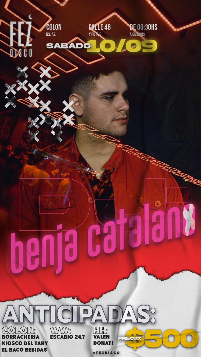 FezDisco's tweet photo. El sábado @benja_catalano rompe el pary 💣 https://t.co/xennx8JOgE