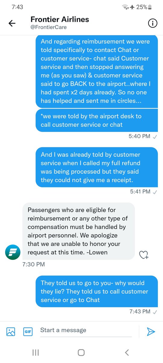 BrandyMi's tweet photo. @JetBlue @FlyFrontier @FrontierCare x2 X flights @MCO &amp; having your customers run in circles- unacceptable. Reported to @Discover to dispute my charge because it is Federal Law to refund ur customers on canceled flights, we just wanted to be considered for SOME add'l compensation https://t.co/6Zp8FV9mEW