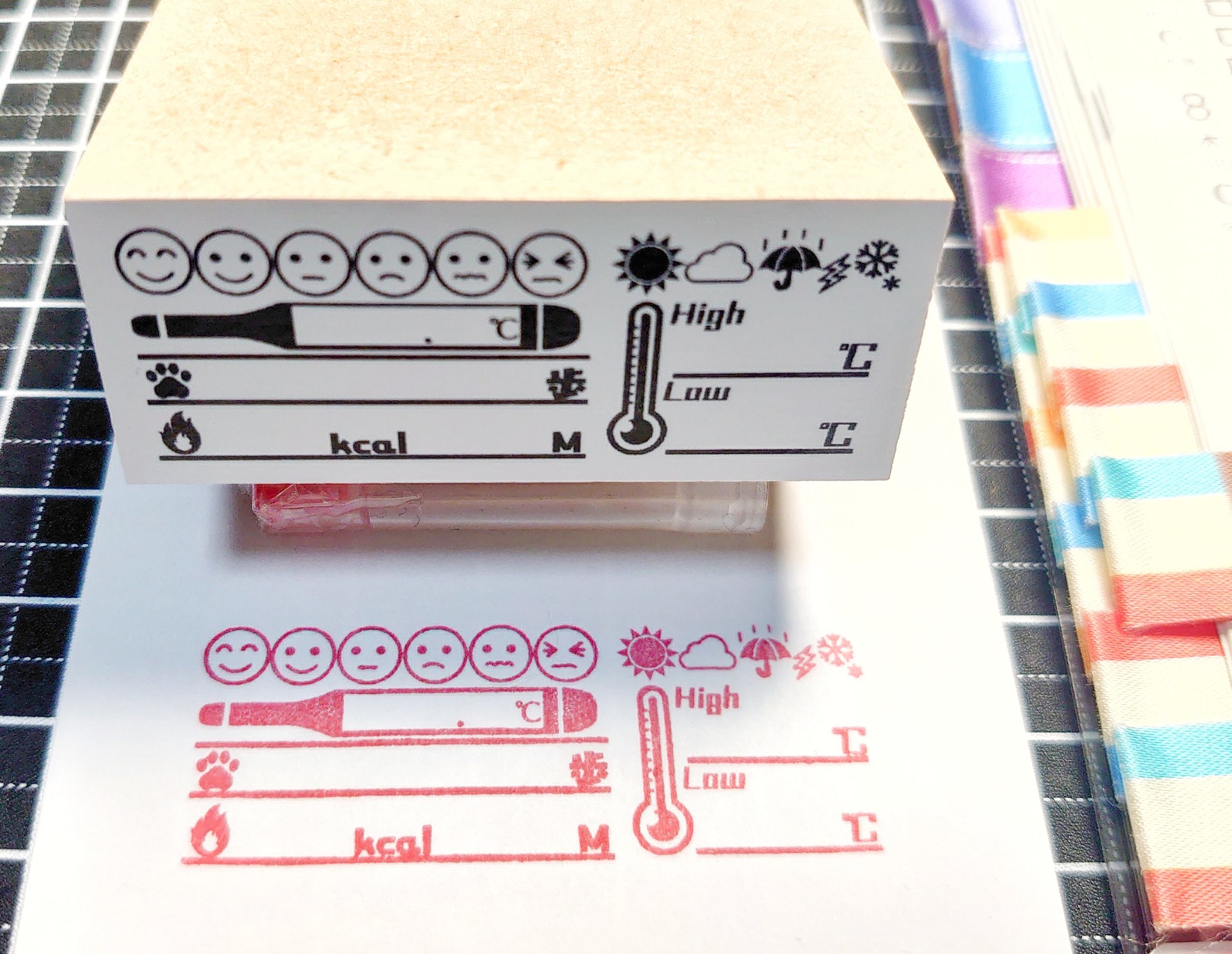 外堀 妖 手帳沼n S みんなのはんこ屋 Minna Hanko 様にて ほぼ日手帳 Hobonichi Techo 用の 手帳スタンプ を作りました 縦mm 横50mmで ほぼ日手帳weeks に使います なかなか一回でこれだけ押せるスタンプはないぞ このペイン