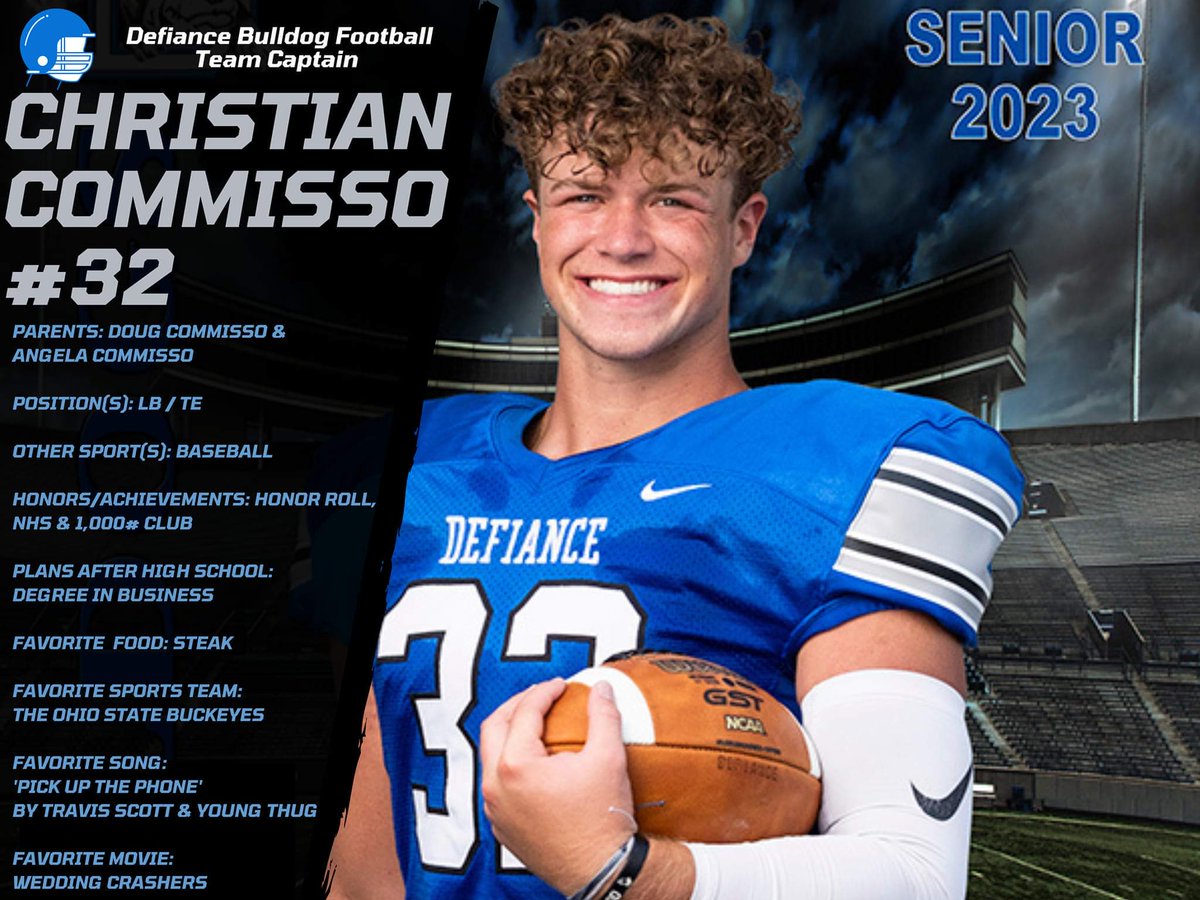 WEEK 4 - SENIOR SPOTLIGHT WEDNESDAY ✨🏈🐾💙💪🏼 #Senior #ChristianCommisso32 #GoBulldogs #BeatShawnee