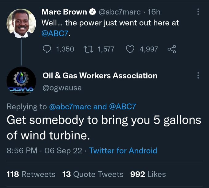 #Tucker  The best tweet you will see all week is from the Oil and Gas Workers of California!  🤣🤣🤣