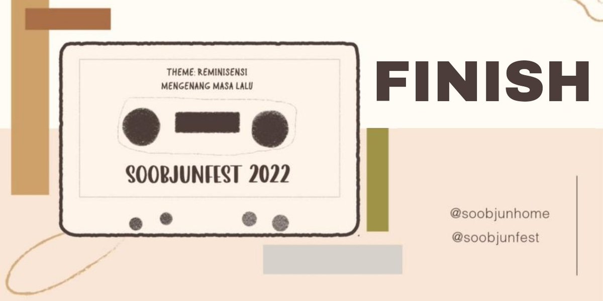 soobjunfest's tweet image. #SOOBJUNFEST2022
—FINISHED!

[ Terima kasih banyak kepada semua soobjunist yang sudah berkenan meluangkan waktu untuk mengikuti festival kali ini! Jangan bosan untuk terus berkarya yaaa ꒰⑅ᵕ༚ᵕ꒱˖♡ dan sampai jumpa di festival selanjutnya!!! 💗🐾 ]