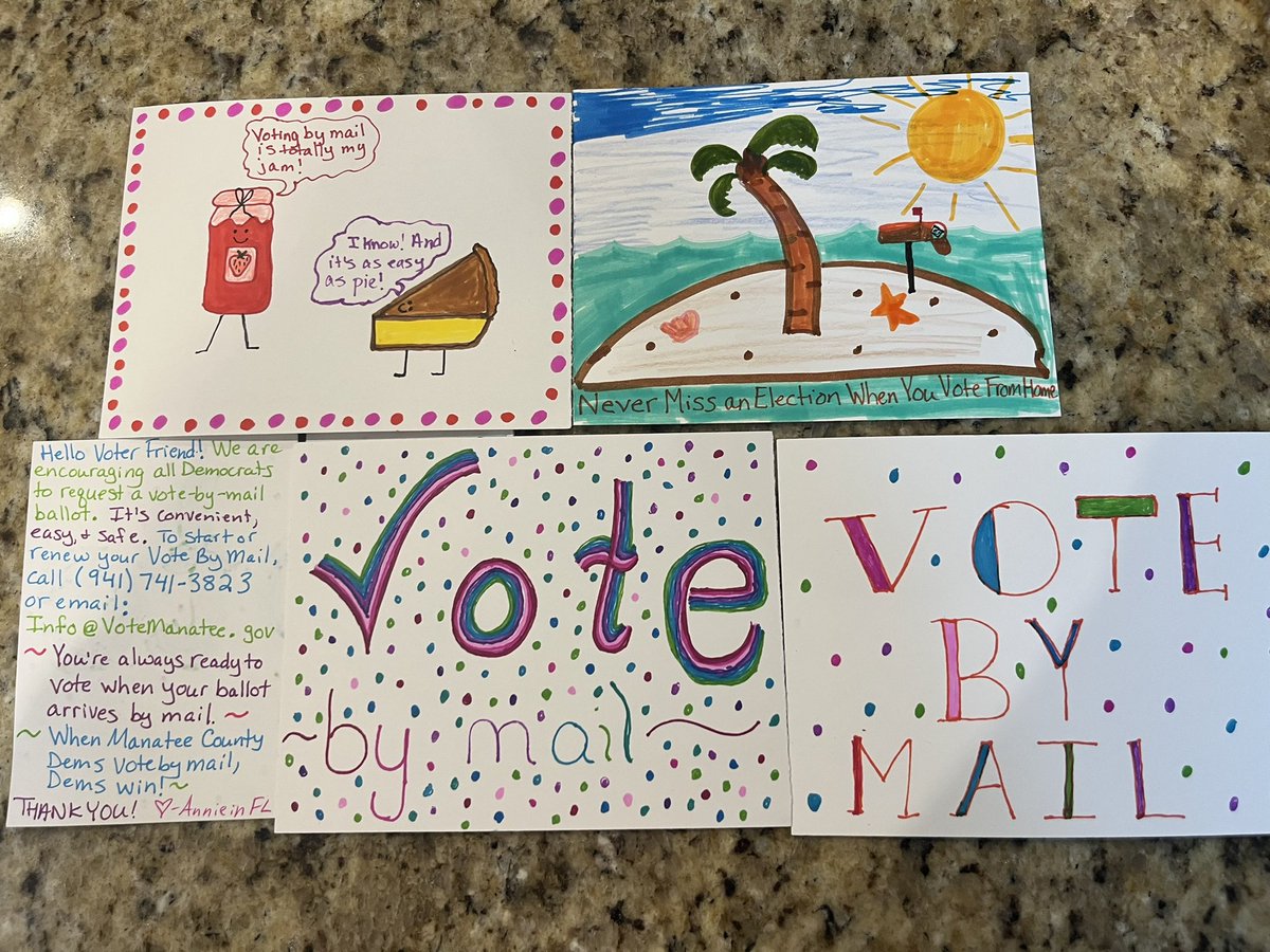 A few for #Mailthevotefl and #postcardstovoters. I moved to Florida a year ago and cannot find the words to say how important what we do for #postcardstovoters is.  Keep fighting, card by card.