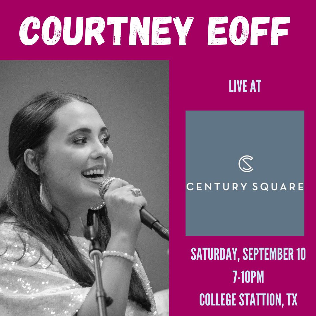 Courtney_eoff's tweet photo. Looking for something to do after the Aggie Football game this Saturday?? Come on out to Century Square! I’ll be playing from 7-10! 🎶 https://t.co/kgsGm89g6p