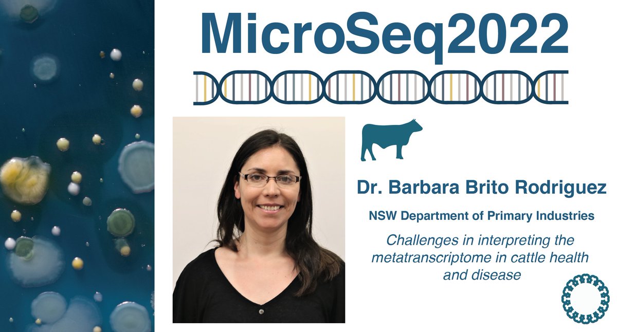 Our first plenary of the day is <a href="/BarbaraBrito16/">Barbara Brito</a> who will share the challenges of interpreting the metatranscriptome in cattle health and disease #MicroSeq2022