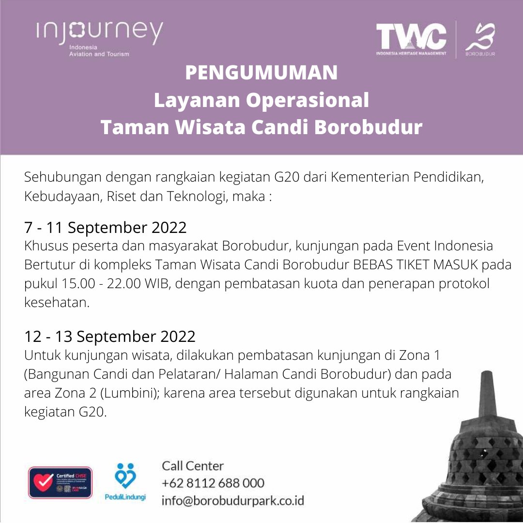 twc_heritage's tweet photo. Sehubungan dengan kegiatan G20 dari Kementerian Pendidikan, Kebudayaan, Riset dan Teknologi, maka : https://t.co/Bp3EAgMW5X