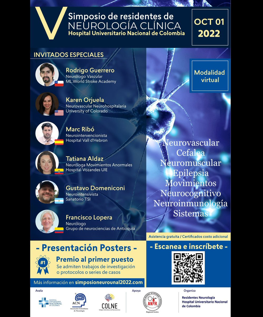 Todos lo neuroapasionados están invitados: inscripción+póster en simposioneurounal2022.com En #simposioneurounal2022 Tendremos invitados de la casa @neurounal y especiales @DrKarenOrjuela @interneurona @marcriboj @gdomeni @neuroudea en ocho temáticas de neurointerés #Meded #Neuro