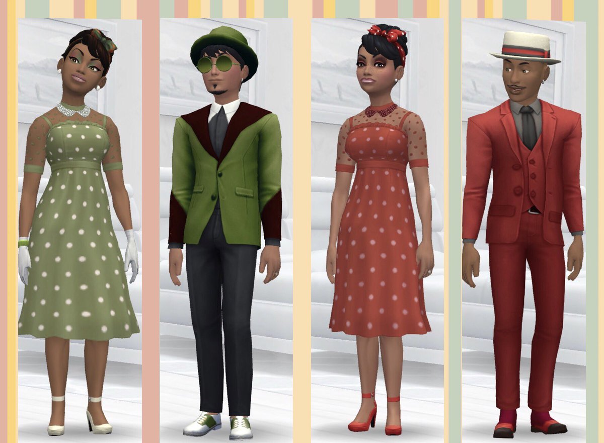 KhaleesiTsm's tweet photo. Loving my sims retro looks! L’arni (green) is giving me Audrey Hepburn vibes! 😍 https://t.co/DjYf91GrRC